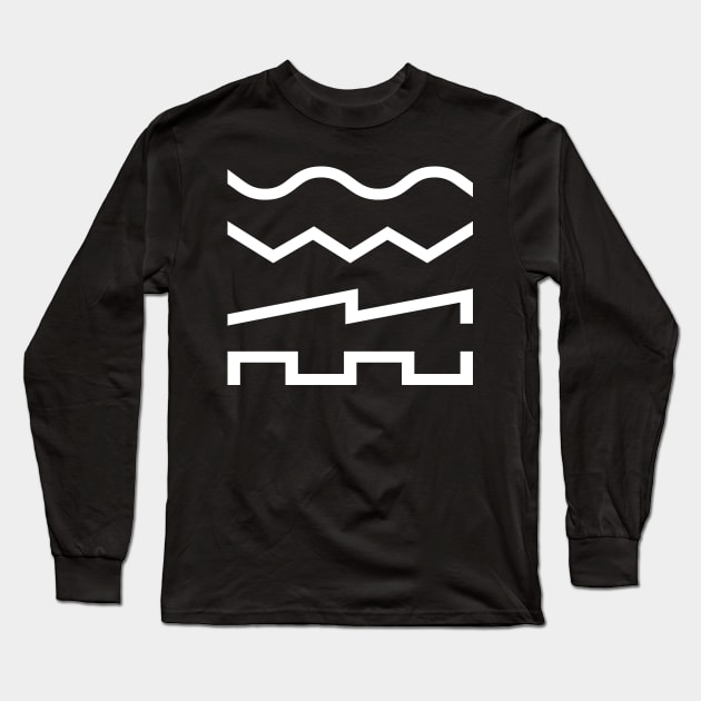 Waveforms 2 White Long Sleeve T-Shirt by Synthshirt